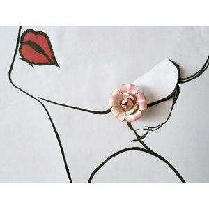 Vintage enameled metal flower clip on earrings